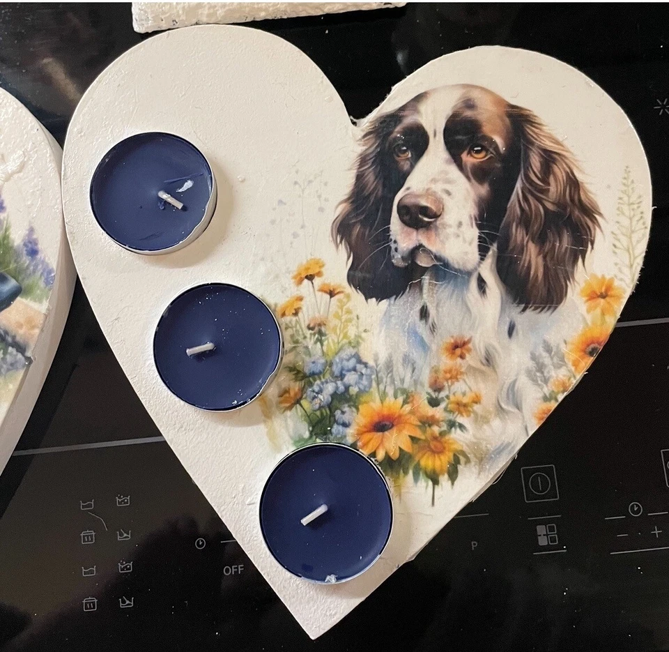 1 X Heart Shaped Tea Light Holders Decoupage  18mm MDF 20cms Wide - Image 1 of 1