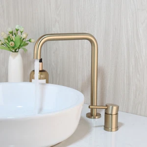 Grifo de baño generalizado oro cepillado 1 mango 2 orificios batidora de bañera grifo de agua - Imagen 1 de 7