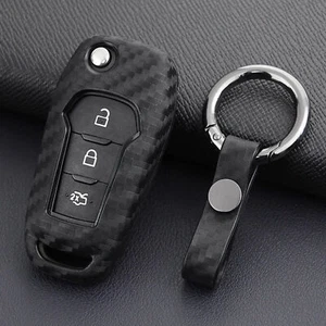 Carbonfaser-Autoschlüsseletui-Halter Schutzabdeckung Zubehör für Ford 2015-2019 - Picture 1 of 4