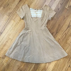 VTG Jonathan Logan Tan Velveteen Embroidered Dress XS or S - Picture 1 of 15