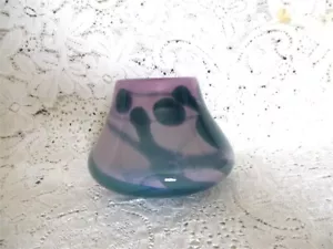 AB ART GLASS- HAND BLOWN GLASS- BOWL/VASE TEAL & PETAL PINK- VERY BEAUTIFUL! - Picture 1 of 8