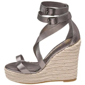 $225 JUICY COUTURE GIANA PEWTER  ESPADRILLE WEDGES Heels Sandals Shoes 8.5 - Picture 1 of 1