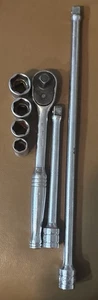 Vintage Snap-On Ratchet F-71-C  3/8”, 4 6 Pt 3/8” Sockets , 6” & 11” Extensions - Picture 1 of 5
