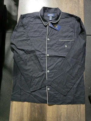 Camisa de pijama Polo Ralph Lauren manga larga abotonada para hombre azul marino talla mediana Foto 1 de 4