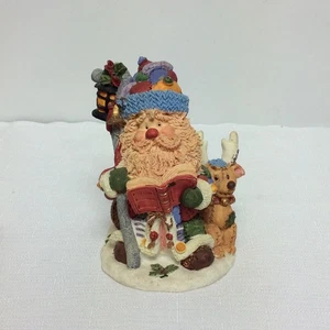 Candelabro estatuilla de Papá Noel vintage de resina tallada en Navidad de 4 pulgadas - Imagen 1 de 5