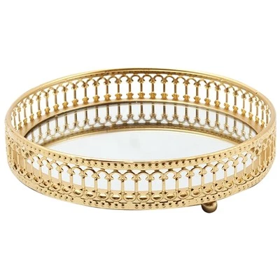 Golden Jewelry Display Tray Round Jewelry Organizer for Necklaces and Earrings - Image 1 of 4