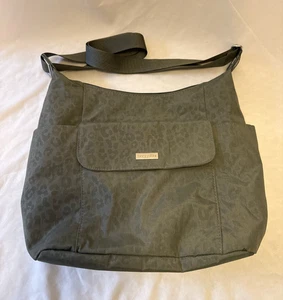 EUC Baggallini Gray Crossbody Purse Bag Leopard Print Hailey Large Travel - Picture 1 of 5
