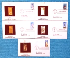 Historic Lighthouses  COMPLETE SERIES OF ALL 5!  Gold Replicas  See Below - Picture 1 of 13