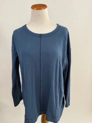 J. JILL PURE JILL Azul Marino Algodón Tejido Top Sudadera Bolsillos Mujer L Foto 1 de 4