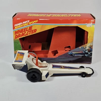 Vintage 1980 Fisher Price Wheelie Dragster Race Car Friction Toy w/ Box - Image 1 of 4
