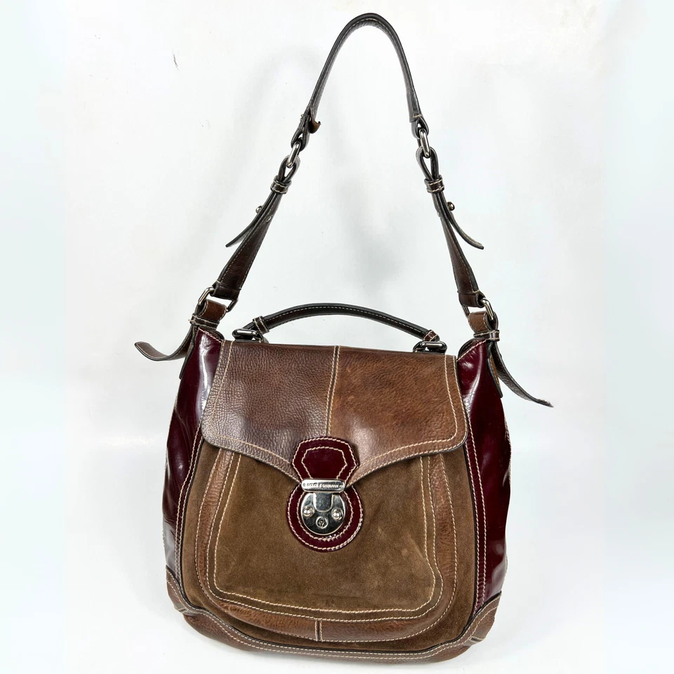 Dolce & Gabbana Miss Catch Bag Vintage Y2K Brown Leather Suede Shoulder Handbag - Image 1 of 4