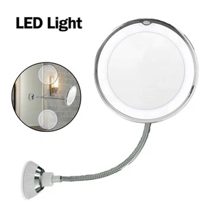 10X Espejo de Maquillaje Flexible Cuello de Cisne con Luz LED Baño Ventosa 7" AH - Imagen 1 de 11