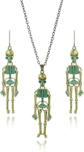 Conjunto de pendientes de calavera collar gótico gótico conjunto de pendientes motociclista bdsm joyería - Imagen 1 de 7