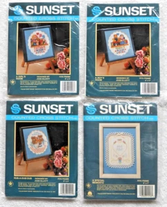 SUNSET #1416, #1443, #1444, #1445 KITS DE PUNTO DE CRUZ CON TAPETES PRECORTADOS - LOTE/4 - NUEVO EN PAQUETE - Imagen 1 de 2