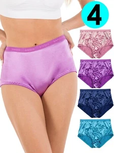 Satin Panties S to Plus Size Womens Underwear Full Coverage Brief Multi-Pack - Picture 1 of 47