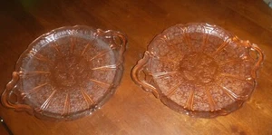 PINK DEPRESSION Jeanette Cherry Blossom Serving Glass Platter  Mid Century - Picture 1 of 6