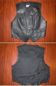 BOUTIQUE EUROPA Womens Button Front Leather Vest Black Size M Medium - Picture 1 of 8