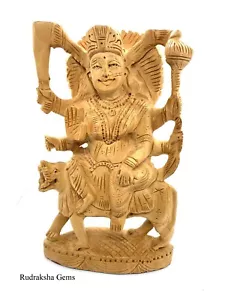 6" DURGA MAA MATHA RANI SATI DEVI KALI ADI SHAKTI WOODEN ARTISAN CARVED STATUE - Picture 1 of 5