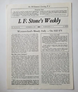 Westmoreland Battle Hill 875 US Opfer Vietnam I.F. Stone's Weekly 12/4/67 - Bild 1 von 3