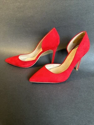 Mix No. 6 Bombas Stiletto Femininas de Camurça Vermelha Tamanho 8.5 Seminovas - Imagem 1 de 4