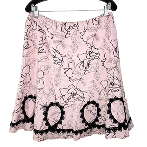 Falda para mujer Nygard 100 % lino talla 10 rosa negra bordada floral forrada casa de campo - Imagen 1 de 7