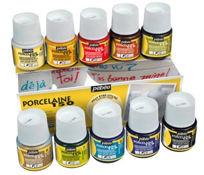 Pebeo Porcelaine 150 Permanent Ceramic Paint Assorted Colours 10 x 45ml Box Set - Image 1 of 4