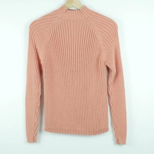 Vintage Medium Mockneck Sweater Chunky Knit Peach Cottagecore Minimal 90s Cotton - Picture 1 of 5