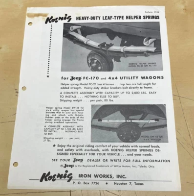 Muelles auxiliares tipo bobina y hoja Willy Jeep originales de colección SW-45 / W21-T anuncio Foto 1 de 4