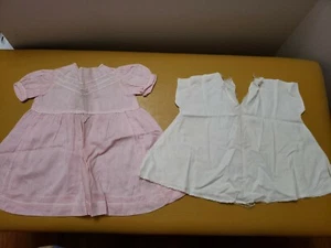 Vintage Handmade Child's Pink Linen Dress with White Slip - Picture 1 of 12