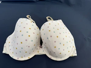 M&S BH Bügel gepolstert Tupfenmuster Baumwollmischung BH Gr. 34DD weiß - Bild 1 von 5