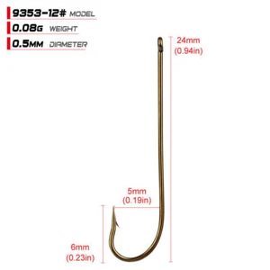 100x Gold Long Shank Hook Stainless Steel Saltwater Fishing Hook Sharpened Hook - Picture 1 of 17