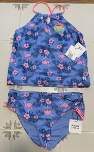 全新带标签 Hurley 女孩比基尼 2 件套泳装,尺寸 14 UPF 50+ 粉红色火烈鸟 - 第 1 张/共 10 张
