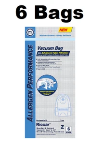 6 Vacuum Bags for Riccar HEPA Type Z for Moonlight Simplicity Jack & Jill - Picture 1 of 1