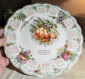 1910 CALENDAR PLATE COMPLIMENTS OF W.O. STEWARD BIRDSBORO, PENNSYLVANIA 9 & 1/4" - Picture 1 of 8