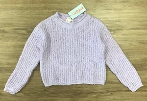 Girls' Knit Crewneck Long Sleeve Pullover Sweater Cat & Jack Lilac XS S - Picture 1 of 3