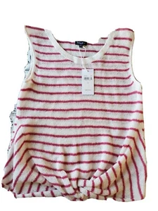 SPLENDID  Women's Rose White STRIPED TWIST HEM TANK Top NWT $138 Small - Picture 1 of 5