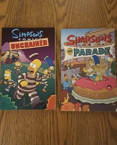 Lot of 2 The Simpsons Comic Books by Matt Groening Unchained & On Parade - Picture 1 of 9