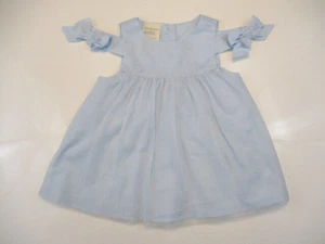 PRIME IMPRESSIONI Vestito Bambina 12 Mos Azzurro Scollato Spalle Prendisole Fiocchi - Foto 1 di 12