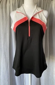 Loft Womens Tank Top Sleeveless V Neck Back Pink White Size Medium Sportswear - Picture 1 of 2