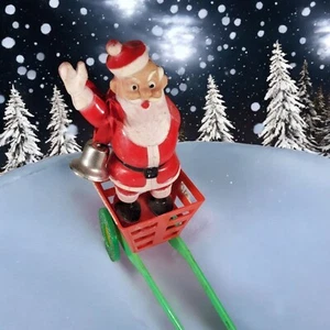 READ Vintage 50s Christmas ROSBRO Rosen Santa’s Candy Wagon Hard Plastic NO ARM - Picture 1 of 11