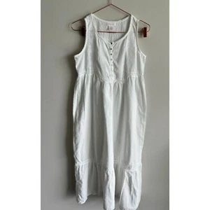 Shabby Chic Swiss Dot Embroidered Sleeveless Nightgown Dress White Sz XS/S - Picture 1 of 9