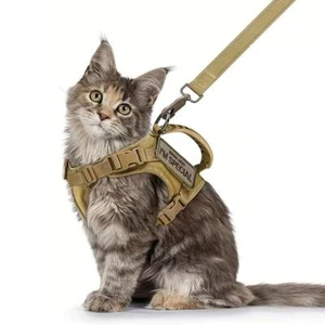 Tactical Cat Harness and Leash for Walking,Escape Proof Soft Adjustable for Cat - Picture 1 of 15