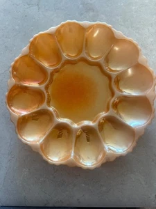 Plato para servir Anchor Hocking "Peach Lustre" Fire King Devild Egg - Imagen 1 de 6