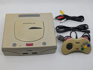 Sega Saturn White Console HST-3220 NTSC-J Japan Tested w/ Controller & Cables - Picture 1 of 15