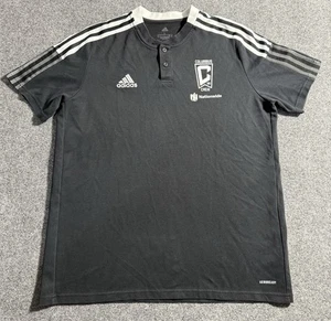Columbus Crew Adidas Henley Aeroready Polo Shirt Large Black Soccer - Picture 1 of 12