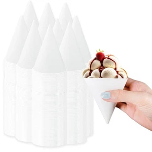 600 Pack Snow Cone Cups, 4 oz Paper Cone Water Cups Disposable White Water Co... - Picture 1 of 6