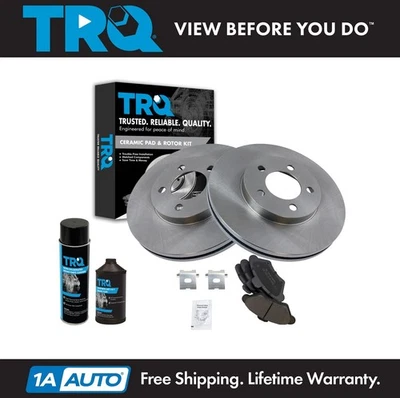 TRQ Front Ceramic Brake Pad & RotorKit w/Fluids for Mercury Cougar Thunderbird - Image 1 of 4