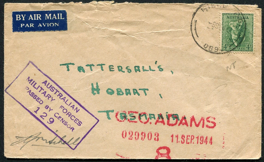 AUSTRALIA (25246): Military Forces censor cancel/FPO cover - Imagem 1 de 1