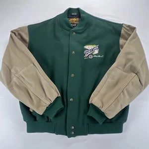 VTG 1993 Eddie Bauer Sports Shop Letterman’s Jacket Men's L Quilted Embroidered - Picture 1 of 14