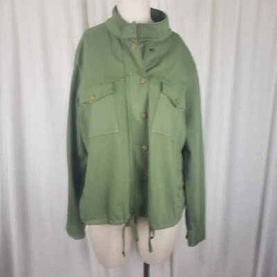 Caslon 有机棉工装运动夹克抽绳腰部女式 1X Plus 橄榄色 — 第 1/4 张图片